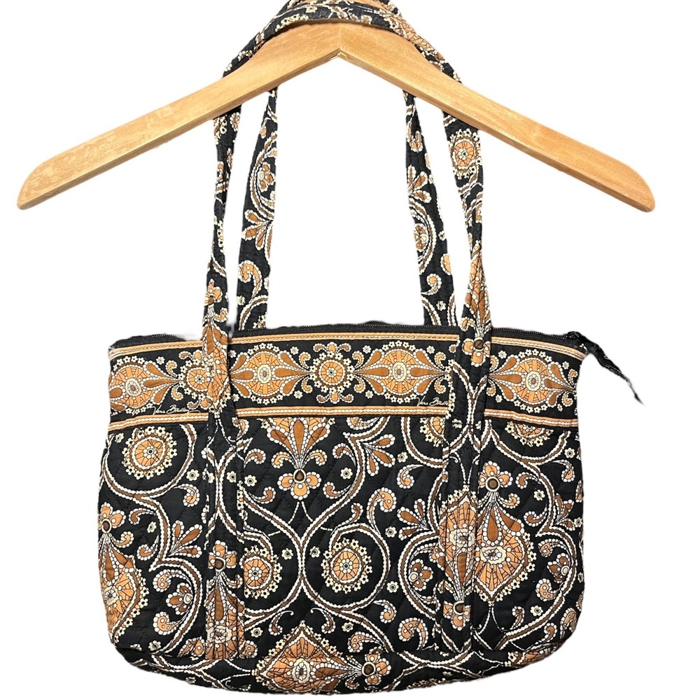 Vera Bradley Retired Cafe Latte Morgan Zipper Tote - Picture 3 of 6